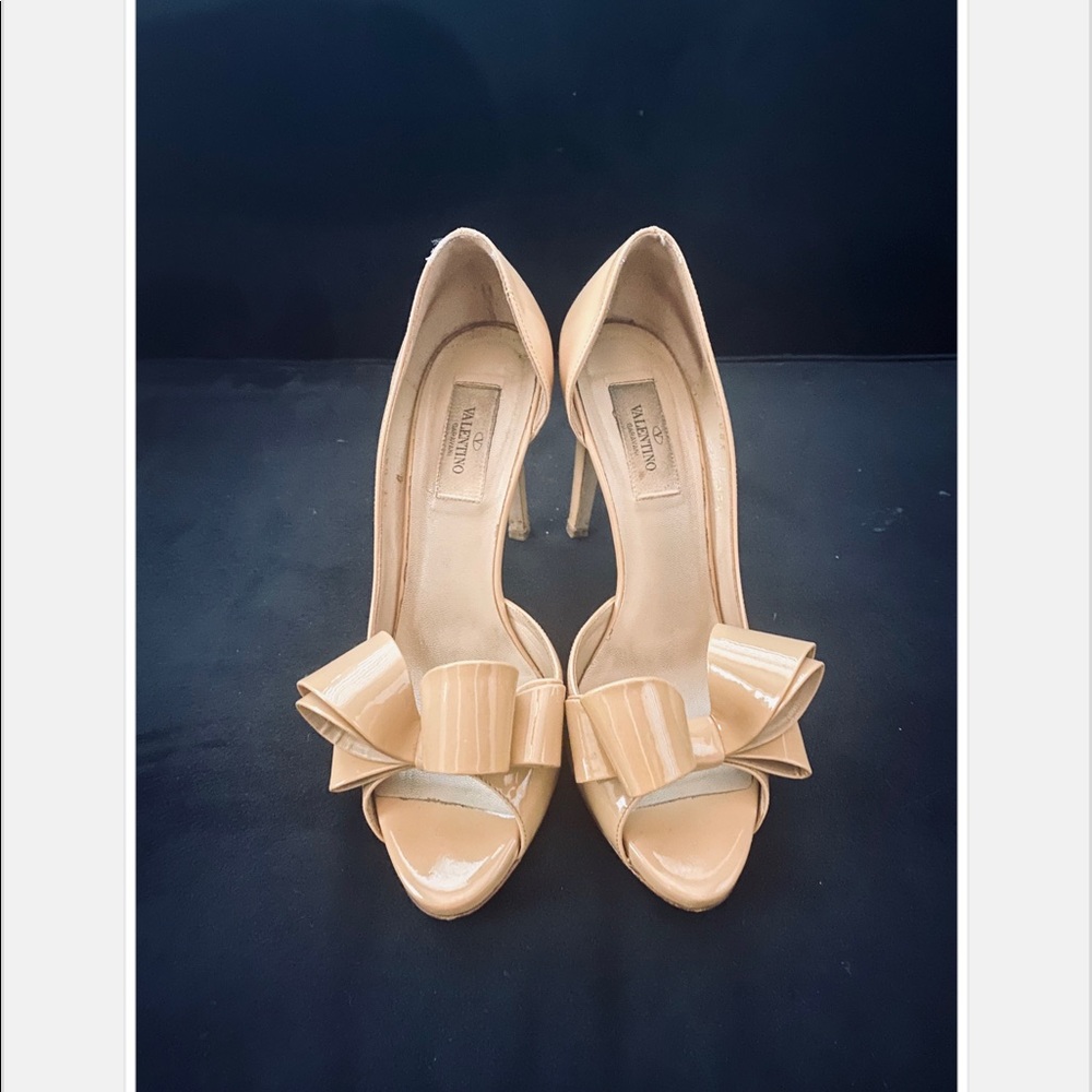 Valentino patent bow tie heels